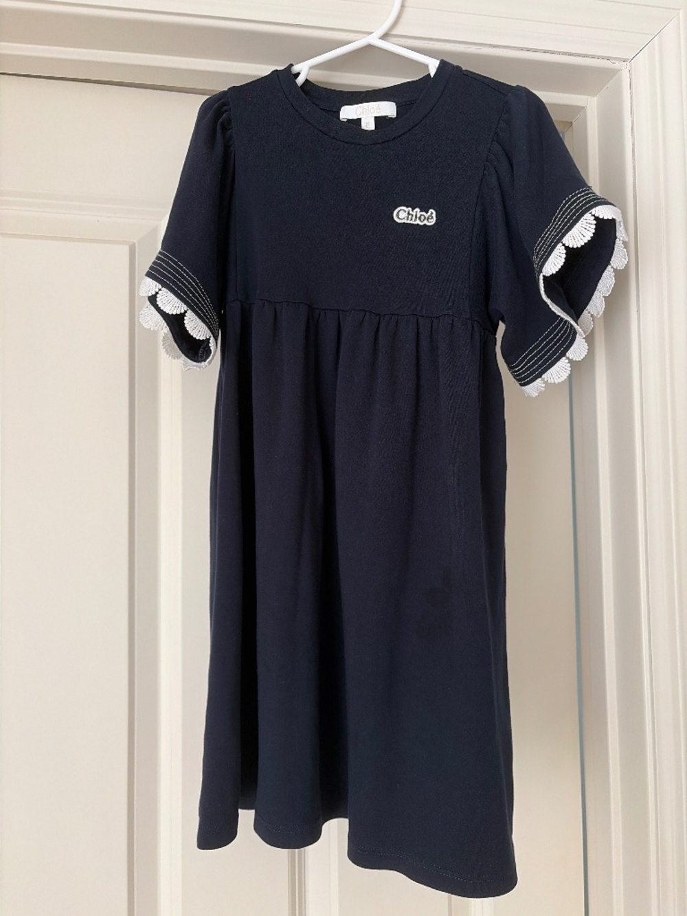 Navy and White Girls Chloé Dress
